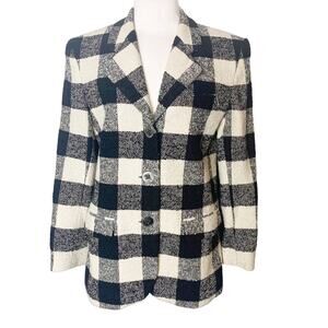VINTAGE the Limited wool blend structured shoulder buffalo plaid blazer sz M